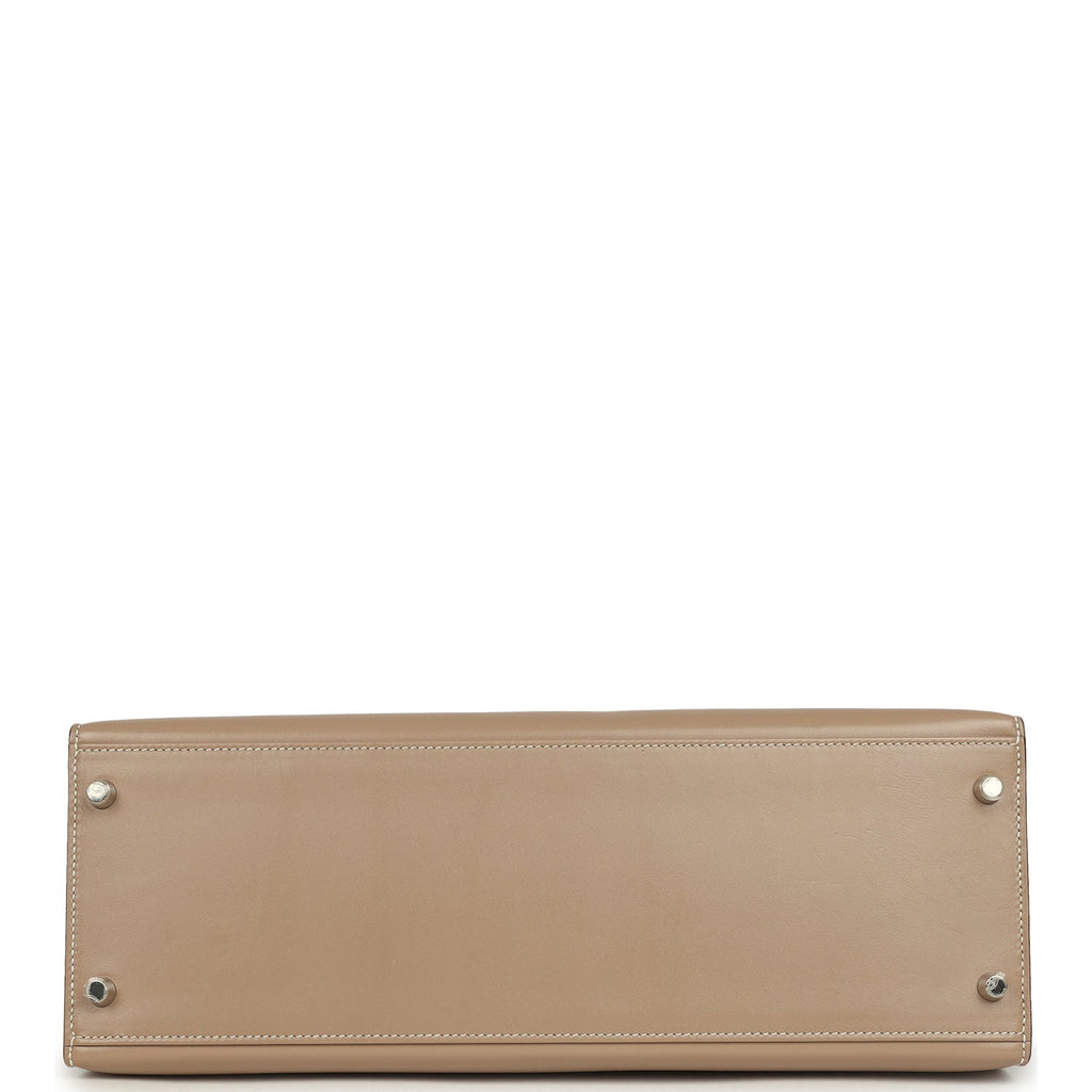 Kelly Sellier 35 Argile Tadelakt Guilloche Palladium Hardware Bag