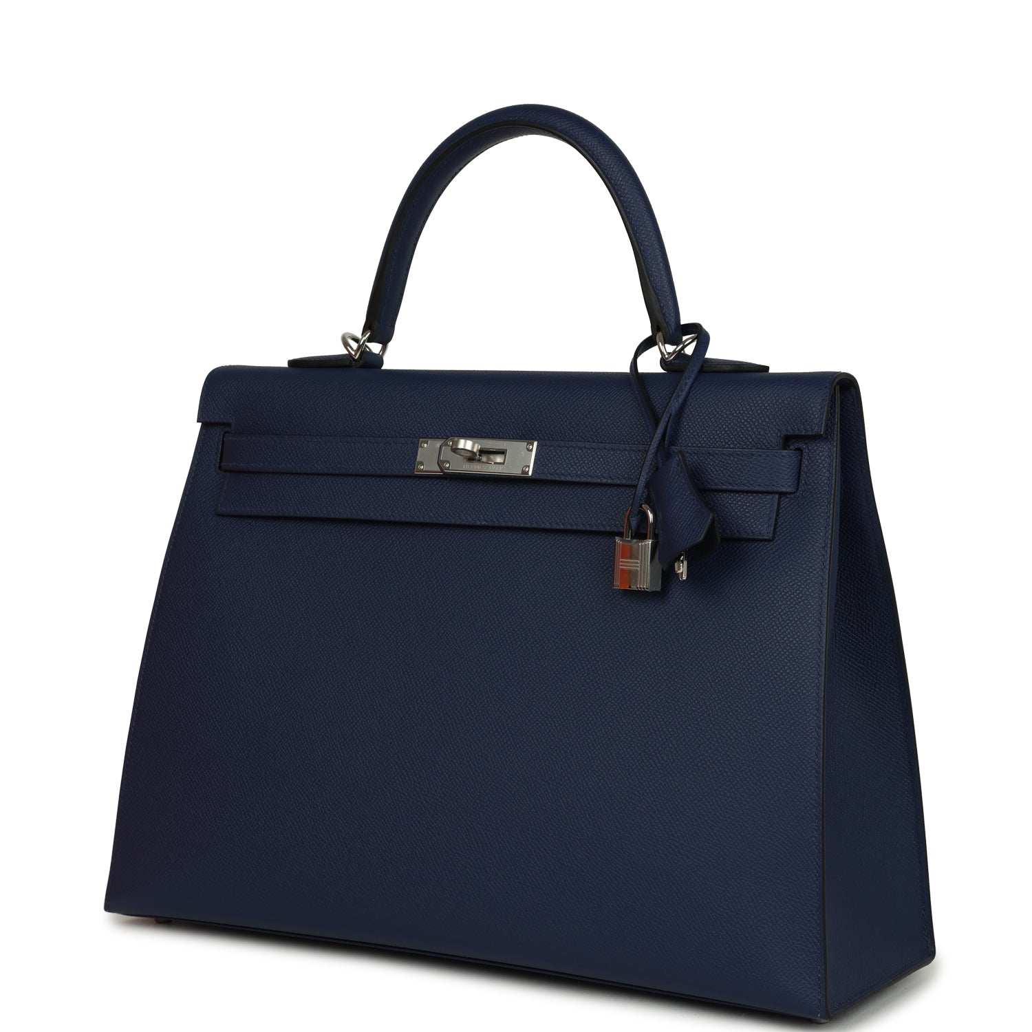 Kelly Sellier 35 Bleu Saphir Epsom Palladium Hardware Bag