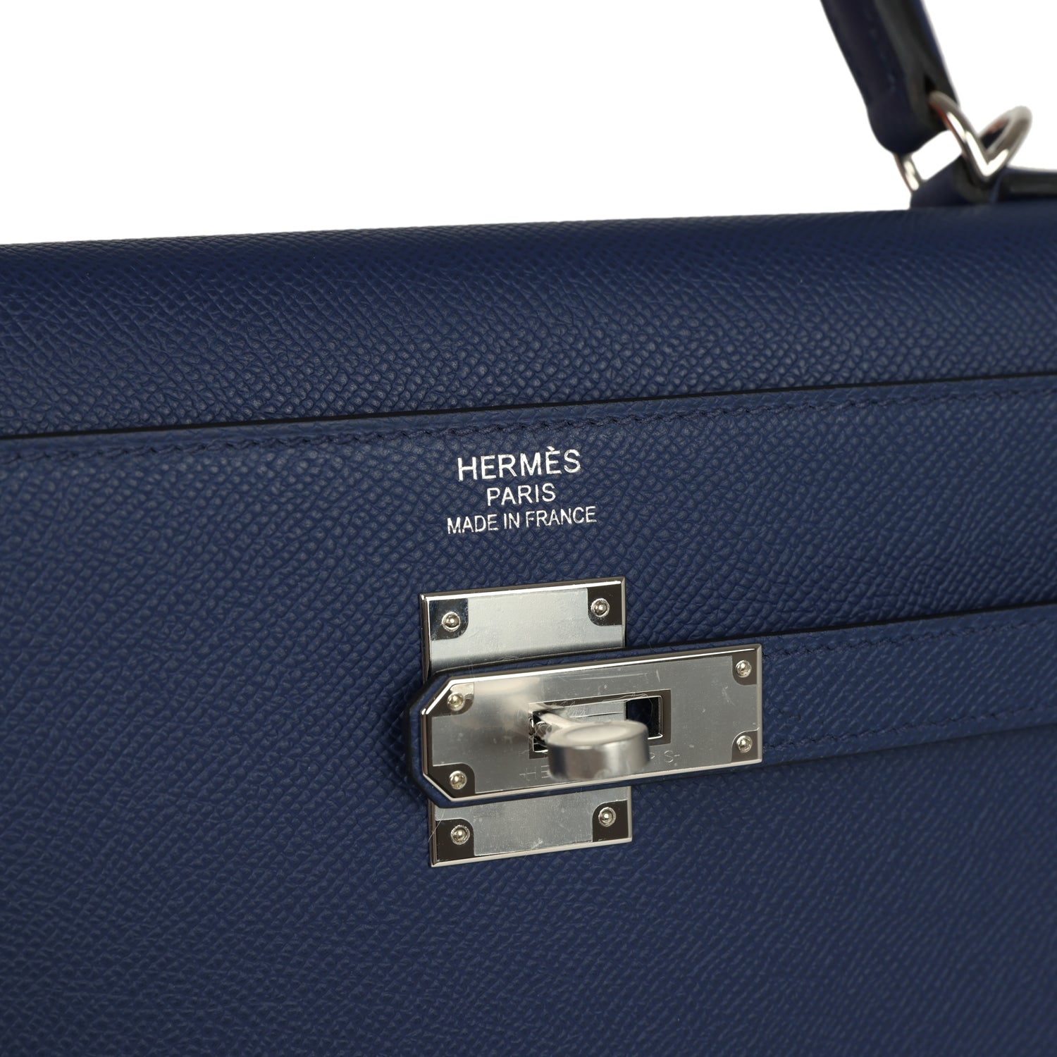 Kelly Sellier 35 Bleu Saphir Epsom Palladium Hardware Bag