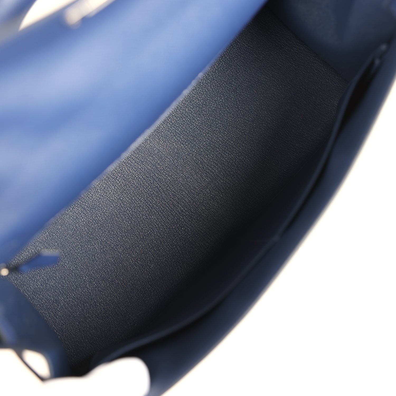 Kelly Sellier 35 Bleu Saphir Epsom Palladium Hardware Bag