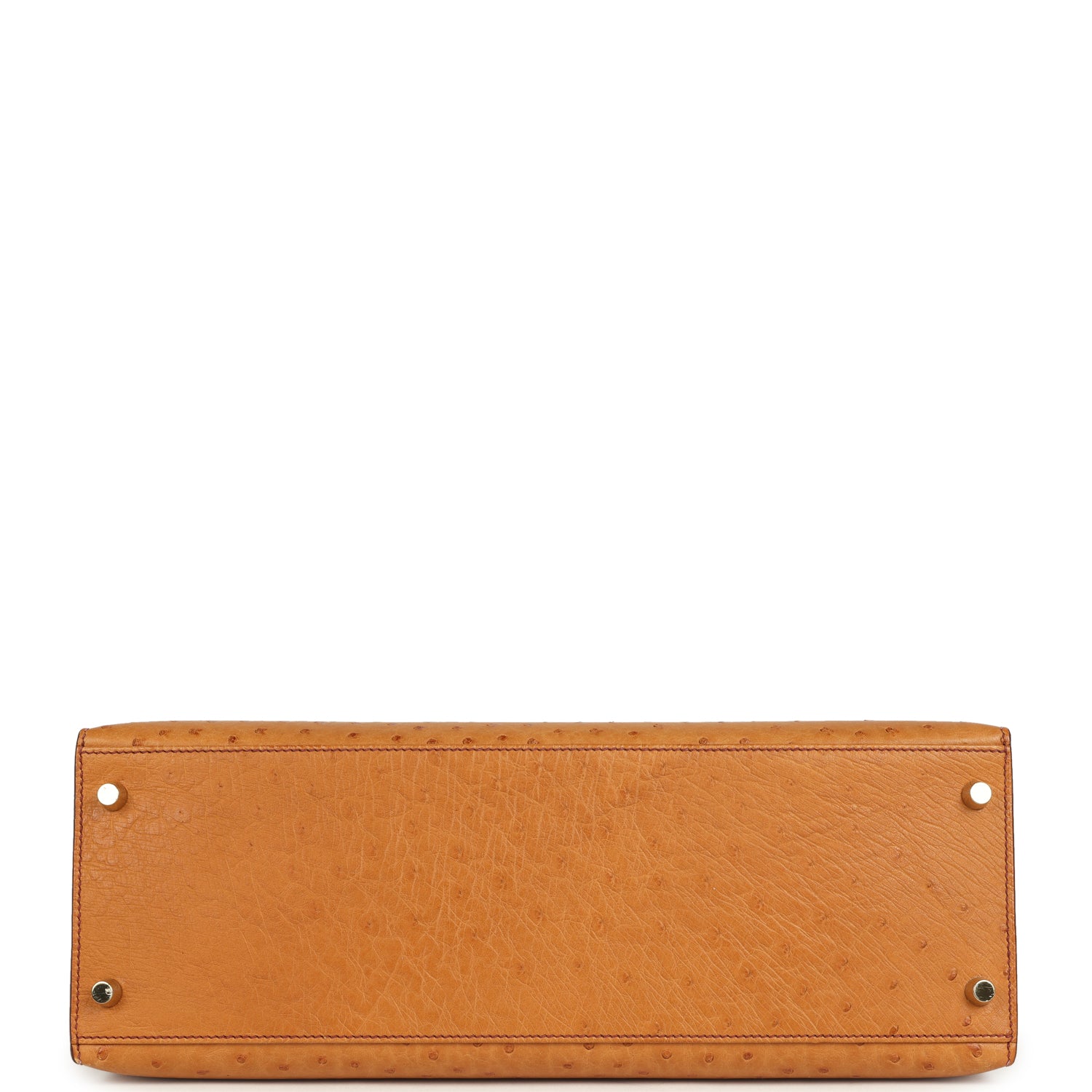 Kelly Sellier 35 Cognac Ostrich Gold Hardware Bag