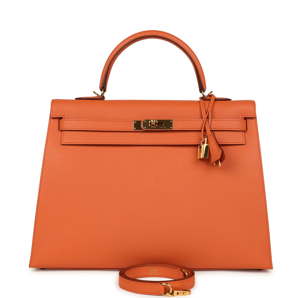 Kelly Sellier 35 Mango Epsom Gold Hardware Bag