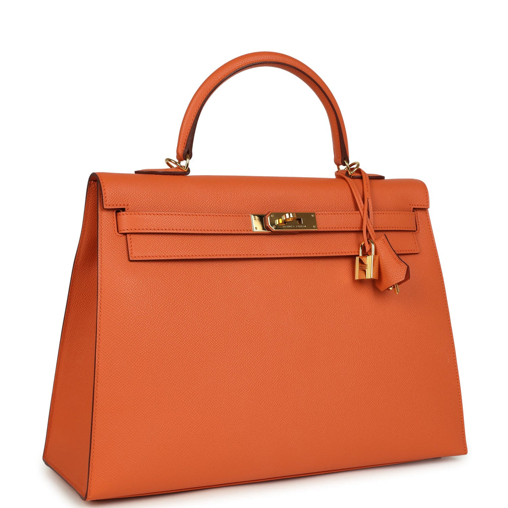 Kelly Sellier 35 Mango Epsom Gold Hardware Bag