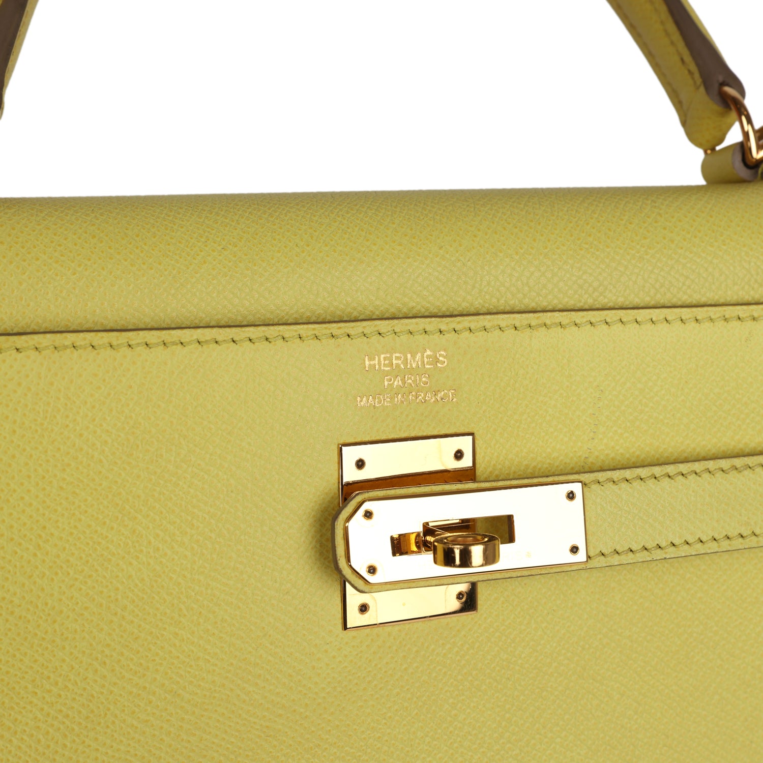 Kelly Sellier 35 Soufre Epsom Gold Hardware Bag