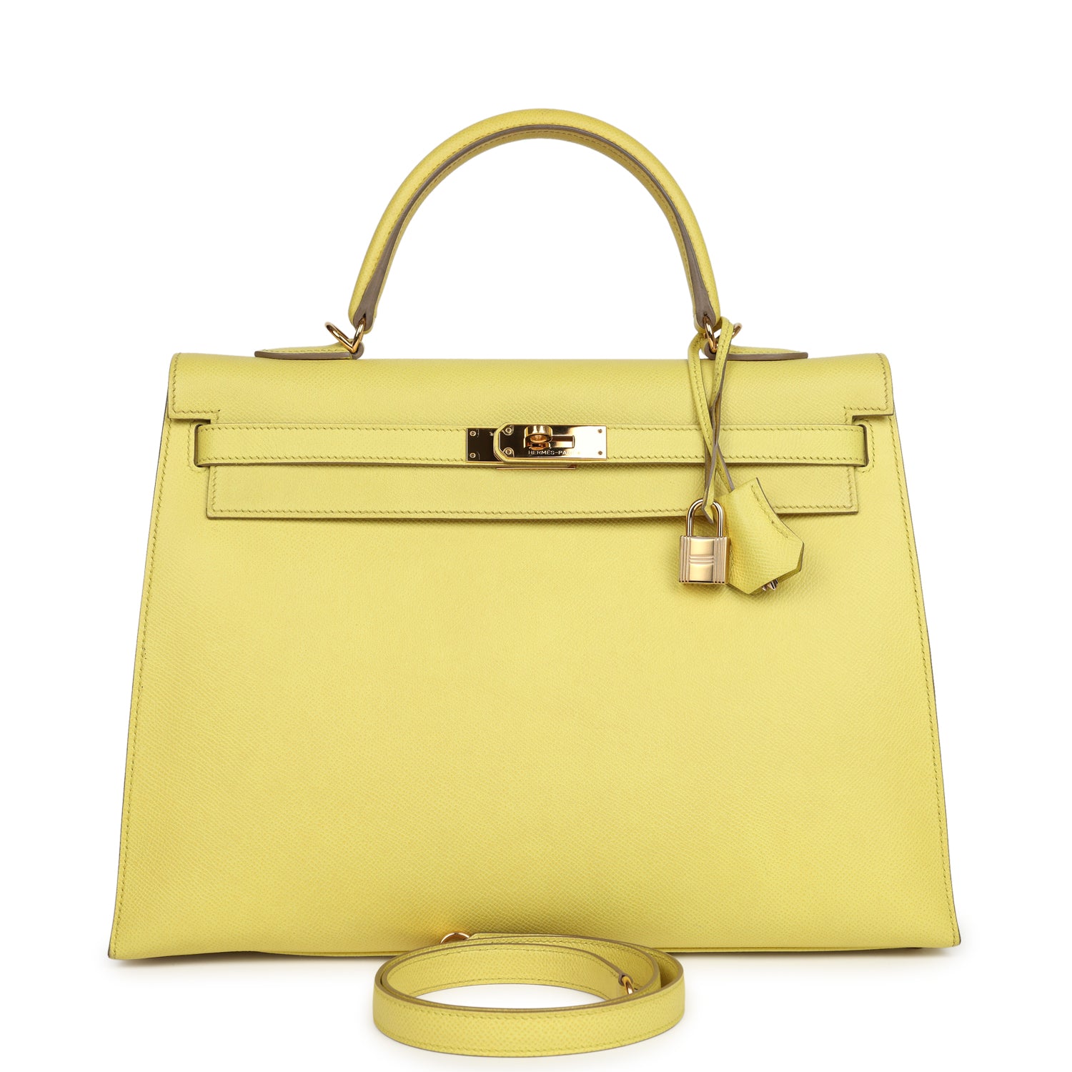 Kelly Sellier 35 Soufre Epsom Gold Hardware Bag