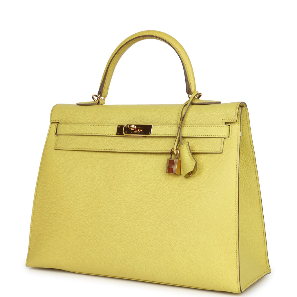 Kelly Sellier 35 Soufre Epsom Gold Hardware Bag