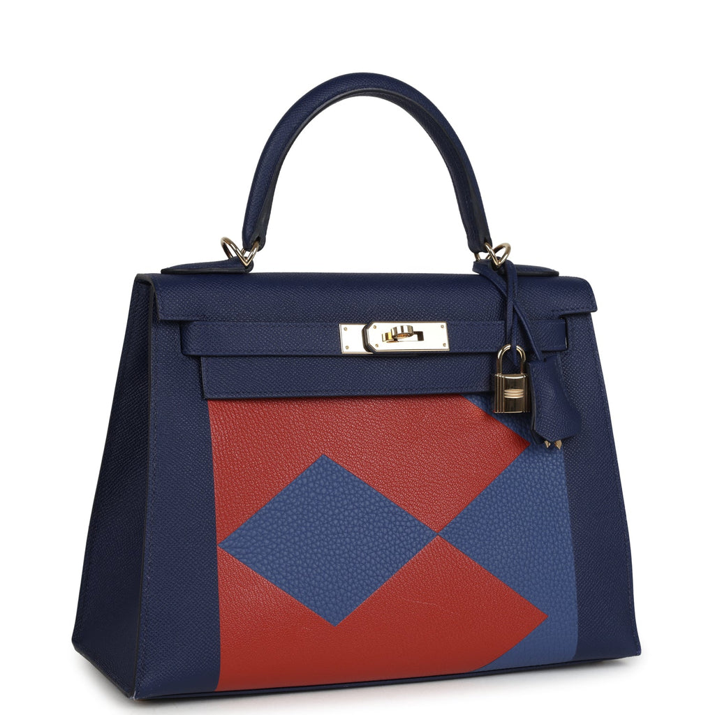 Kellygraphie Kelly Sellier 28 "Lettre B" Bleu Nuit Epsom Permabrass Hardware Bag