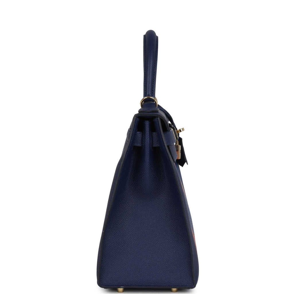 Kellygraphie Kelly Sellier 28 "Lettre B" Bleu Nuit Epsom Permabrass Hardware Bag