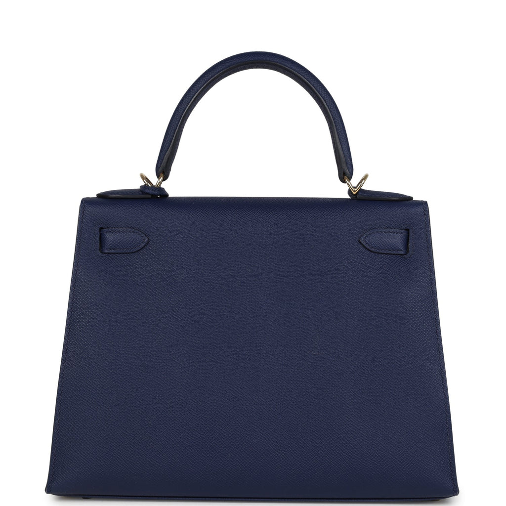 Kellygraphie Kelly Sellier 28 "Lettre B" Bleu Nuit Epsom Permabrass Hardware Bag