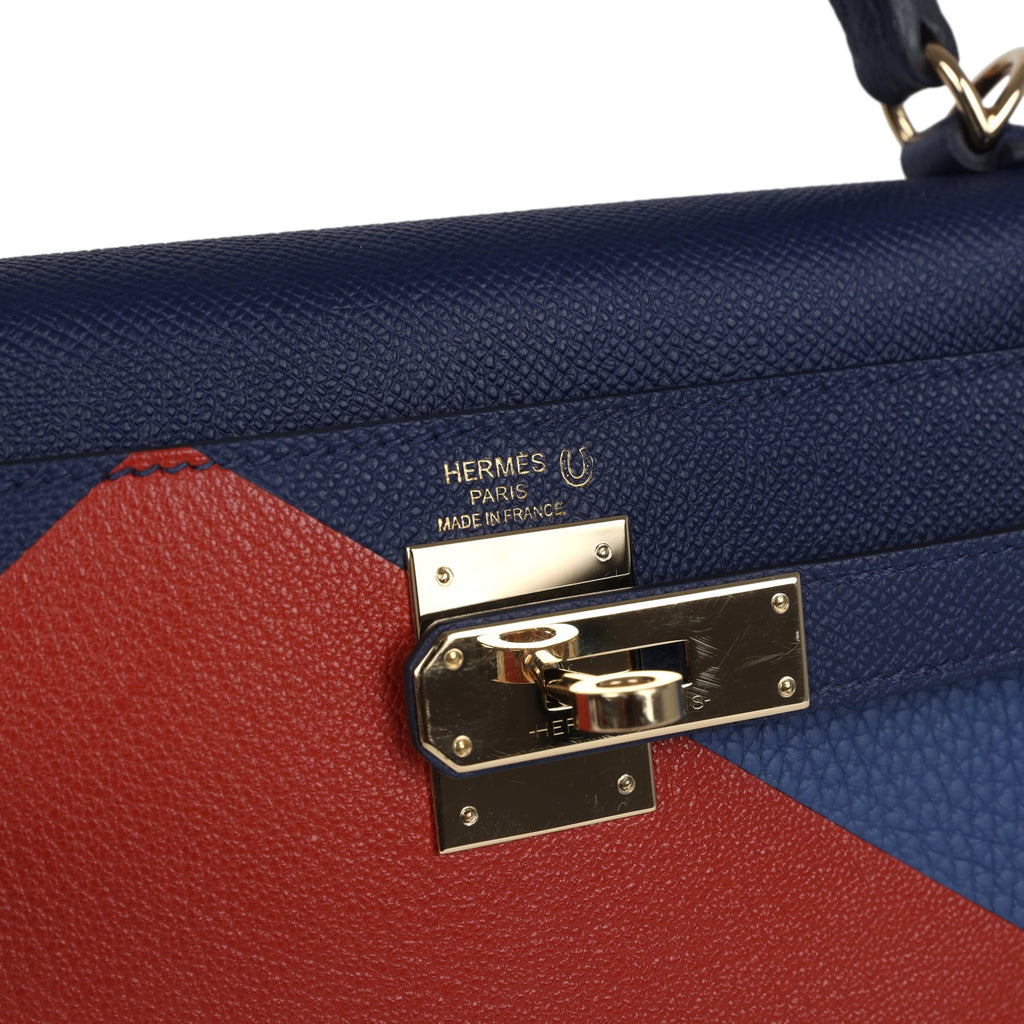 Kellygraphie Kelly Sellier 28 "Lettre B" Bleu Nuit Epsom Permabrass Hardware Bag