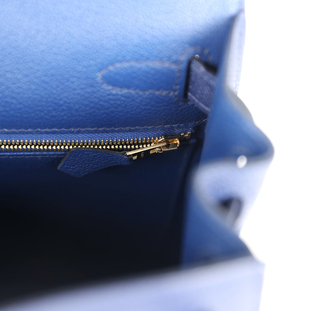 Kellygraphie Kelly Sellier 28 "Lettre B" Bleu Nuit Epsom Permabrass Hardware Bag