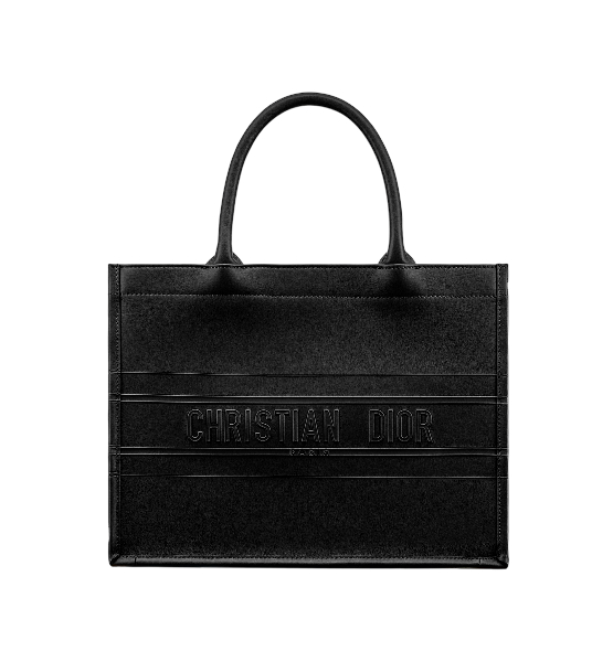 Medium Dior Book Tote Black Grained Bag