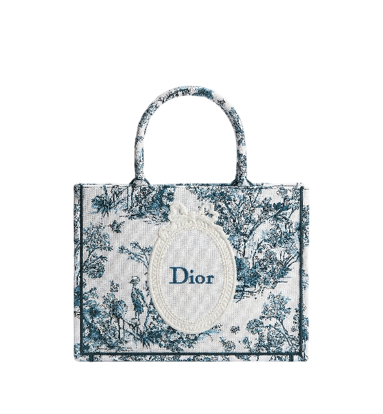 Medium Dior Book Tote with Strap Blue Toile Bag