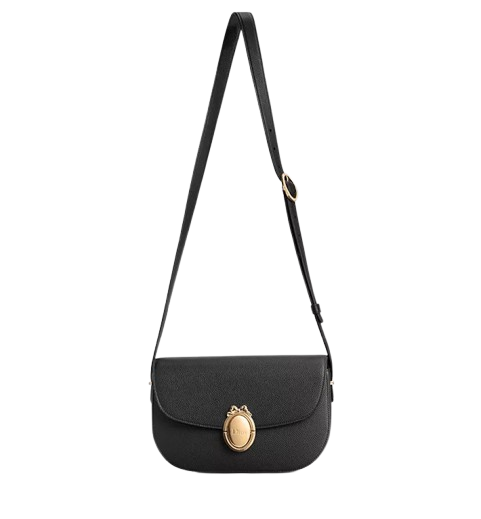 Medium Dior Medaillon Flap Black Grained Bag