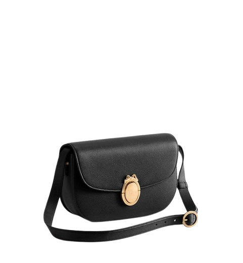 Medium Dior Medaillon Flap Black Grained Bag