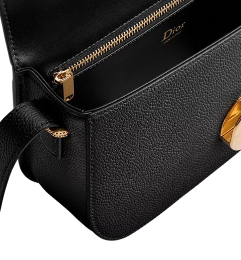 Medium Dior Medaillon Flap Black Grained Bag