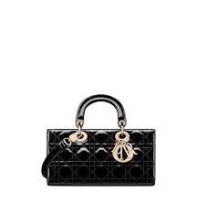 Medium Lady D-Joy Black Patent Bag