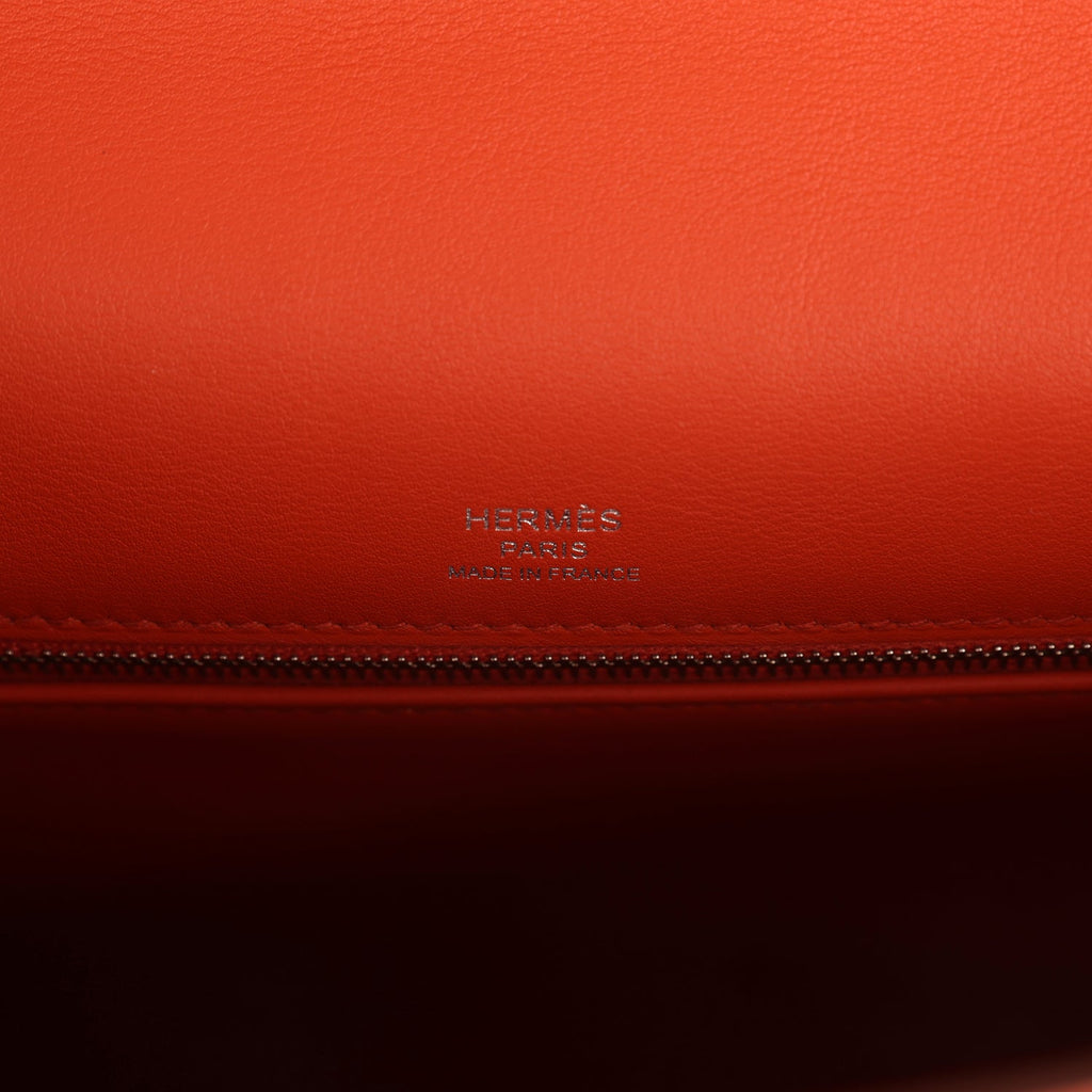 Quadrille Kelly Sellier 28 Brique Toile and Terre Battue Swift Palladium Hardware Bag