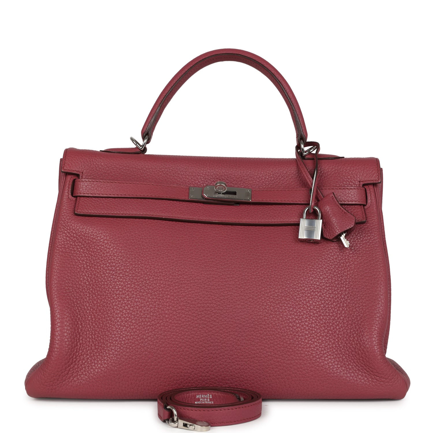 Retourne Kelly 35 Bois De Rose Clemence Palladium Hardware Bag