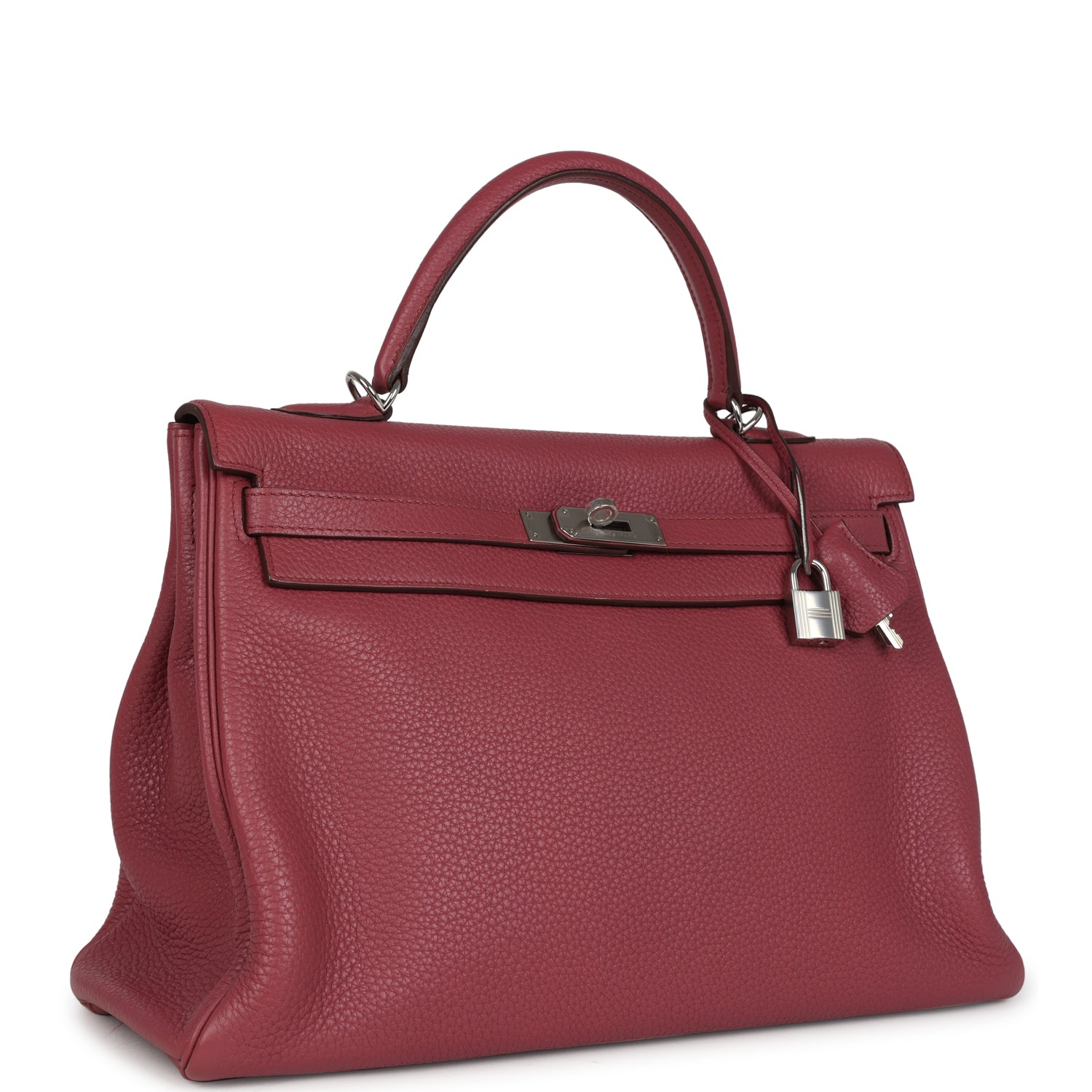 Retourne Kelly 35 Bois De Rose Clemence Palladium Hardware Bag
