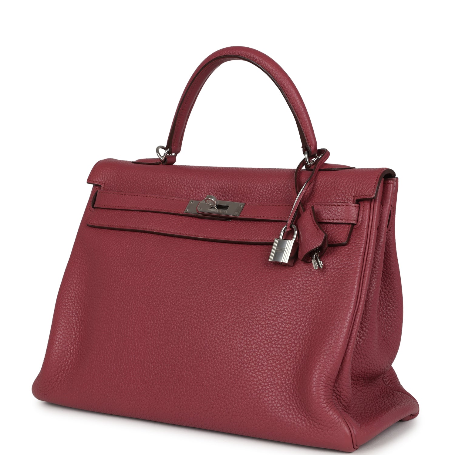 Retourne Kelly 35 Bois De Rose Clemence Palladium Hardware Bag
