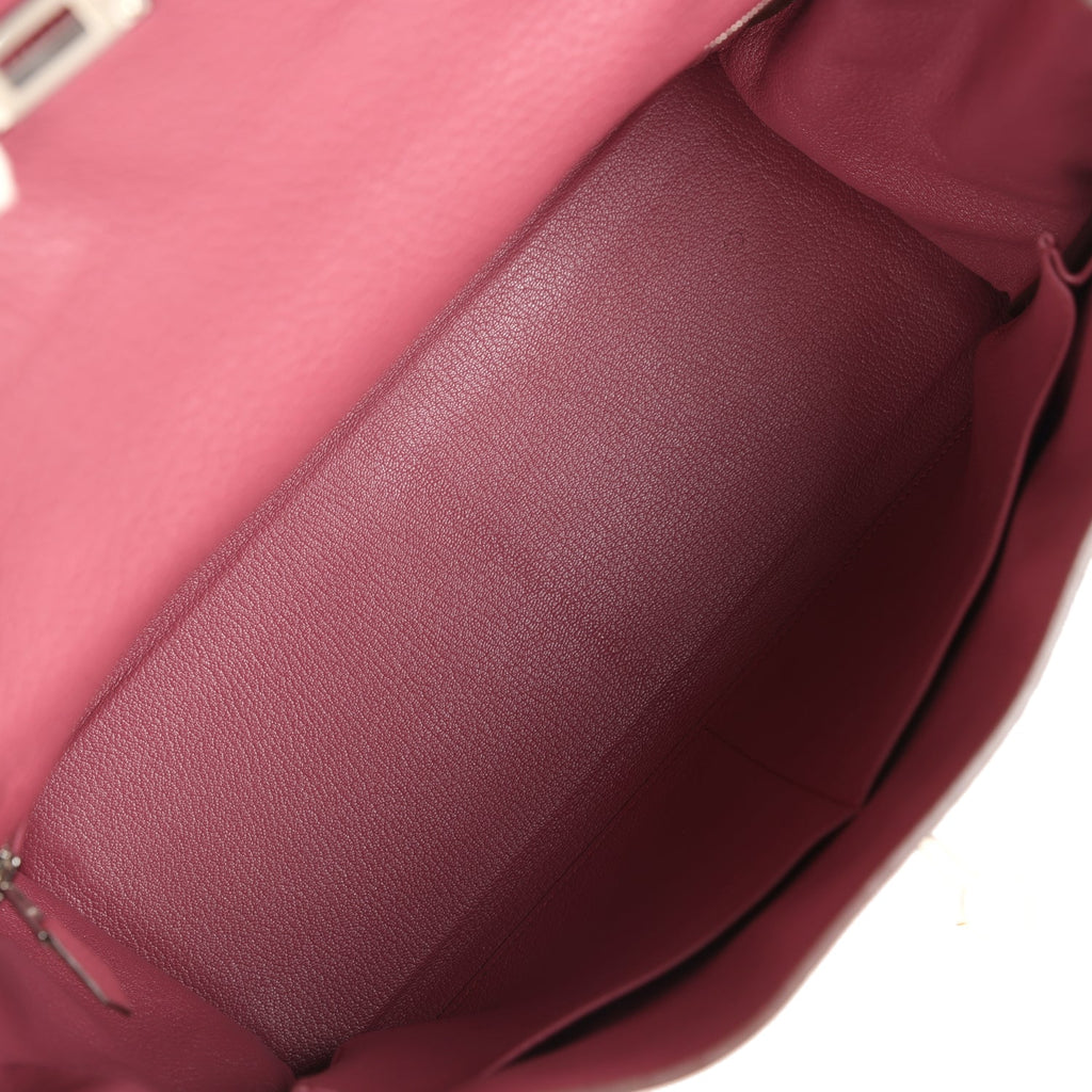 Retourne Kelly 35 Bois De Rose Clemence Palladium Hardware Bag