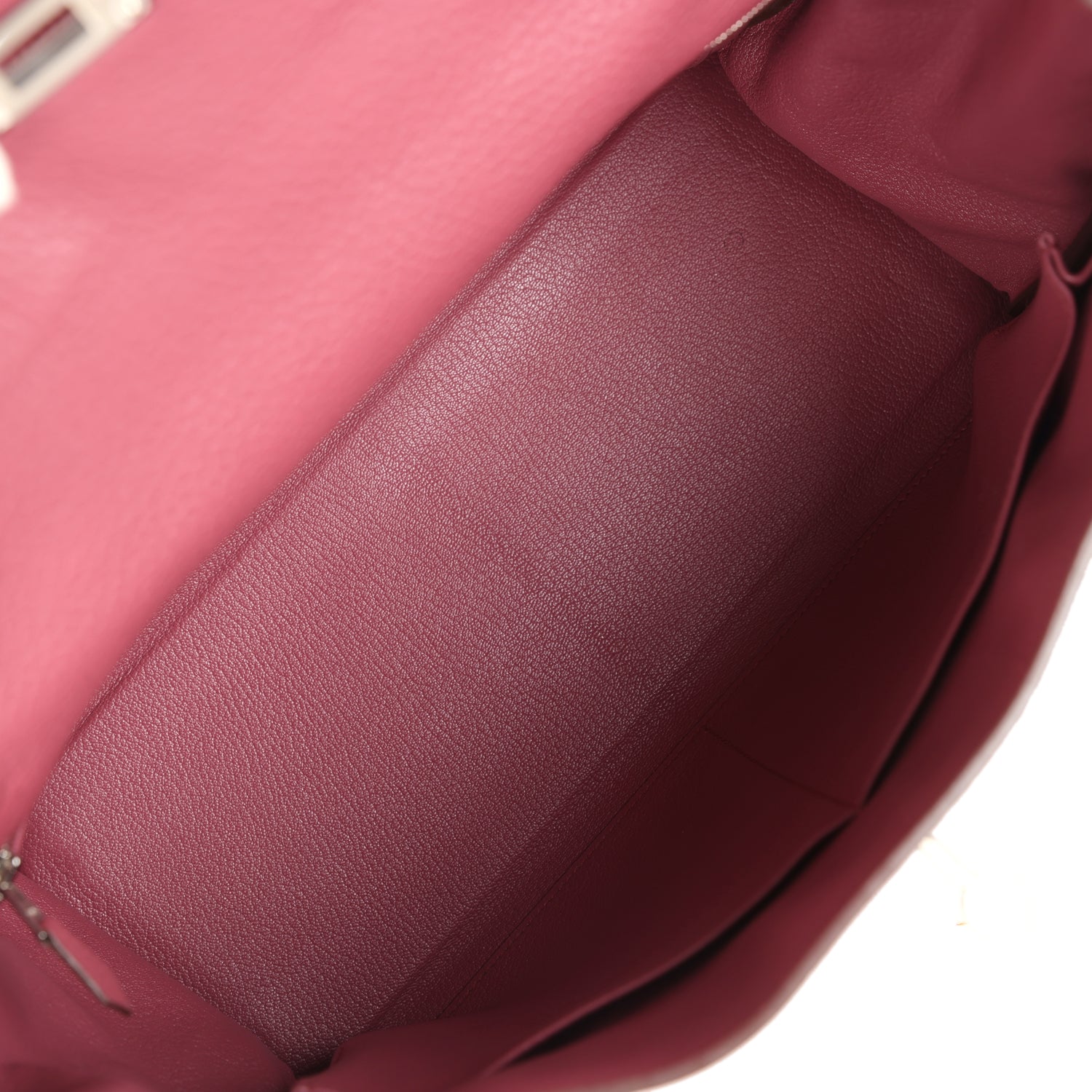 Retourne Kelly 35 Bois De Rose Clemence Palladium Hardware Bag