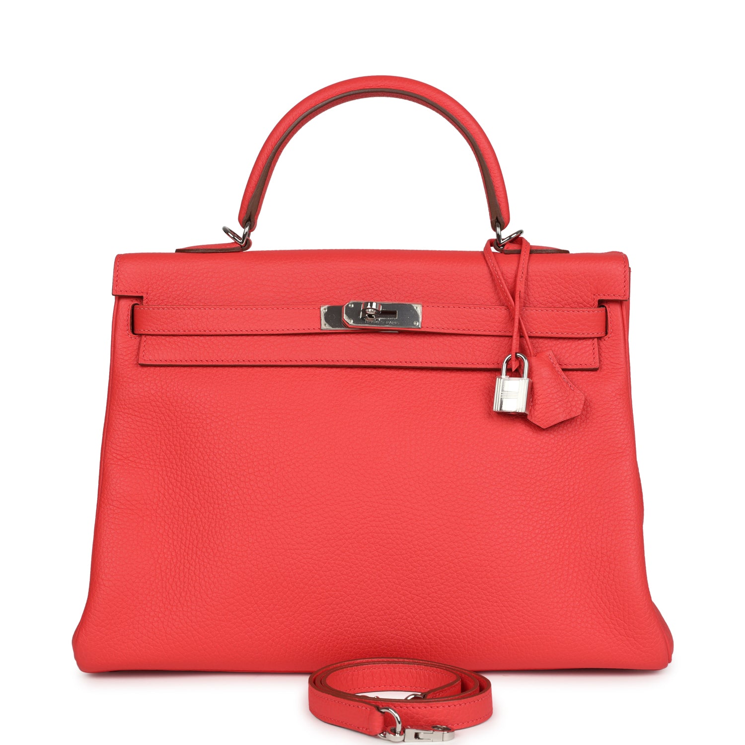 Retourne Kelly 35 Rose Jaipur Clemence Palladium Hardware Bag