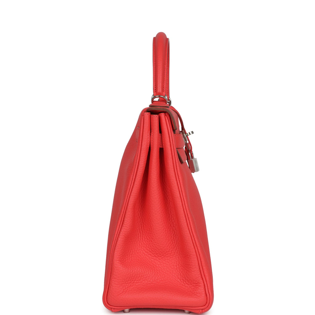 Retourne Kelly 35 Rose Jaipur Clemence Palladium Hardware Bag