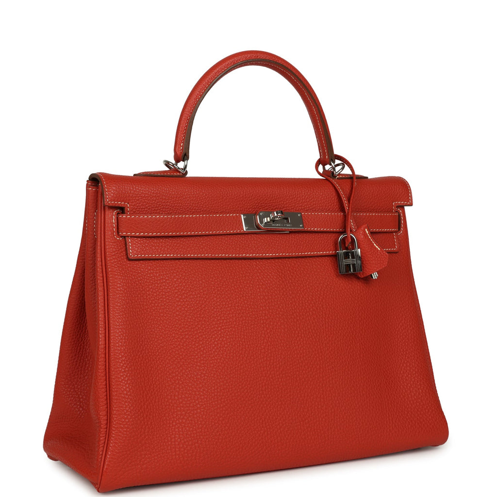 Retourne Kelly 35 Sanguine Clemence Palladium Hardware Bag