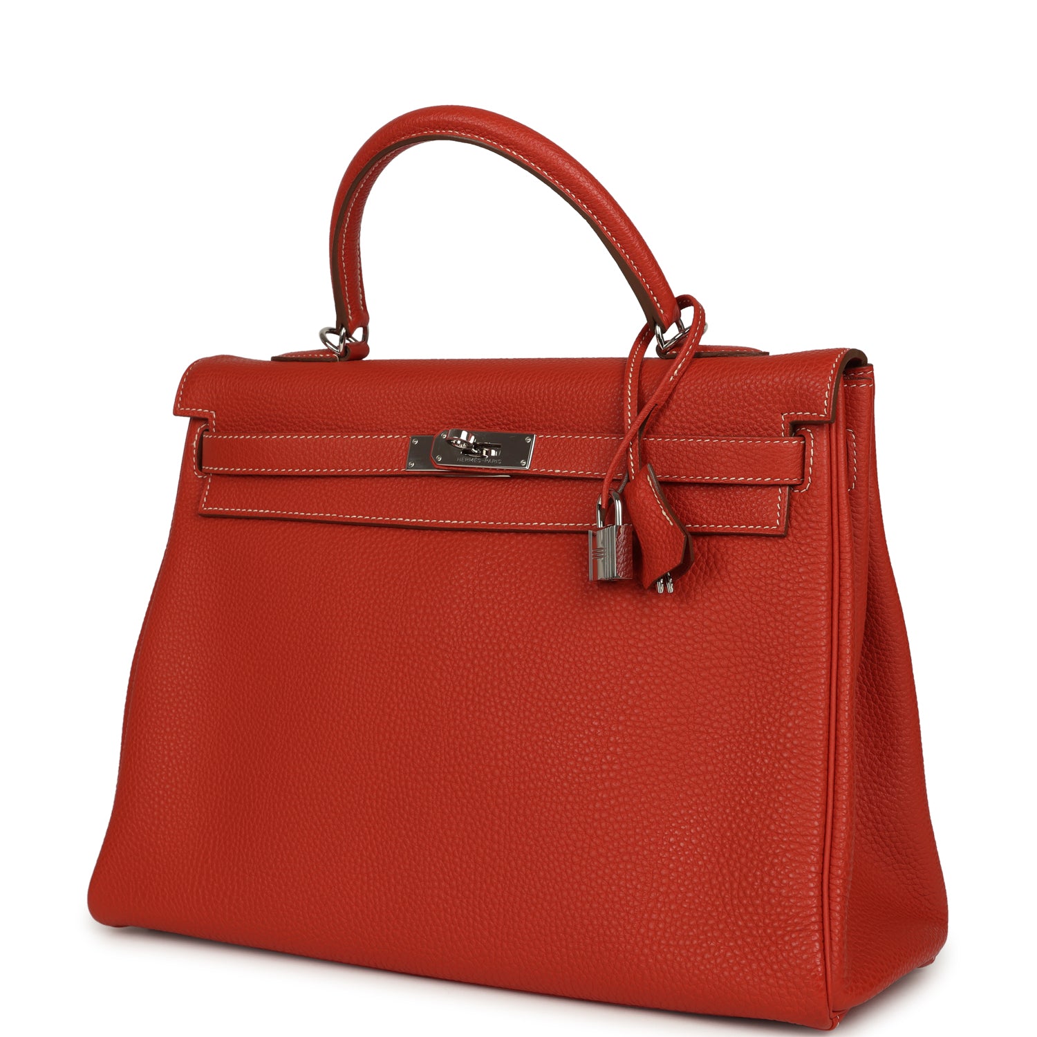 Retourne Kelly 35 Sanguine Clemence Palladium Hardware Bag