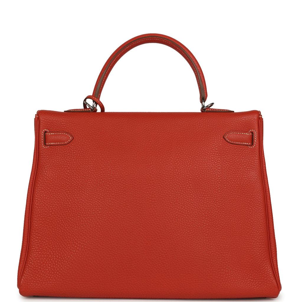Retourne Kelly 35 Sanguine Clemence Palladium Hardware Bag