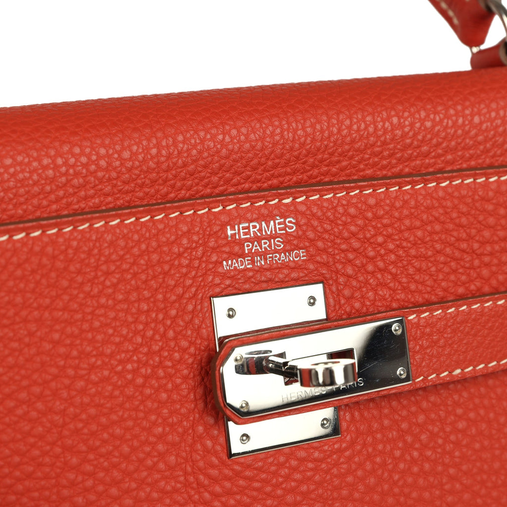 Retourne Kelly 35 Sanguine Clemence Palladium Hardware Bag
