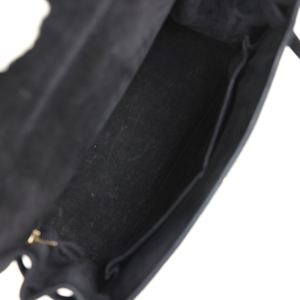 Vintage Kelly Sellier 28 Black Doblis Gold Hardware Bag