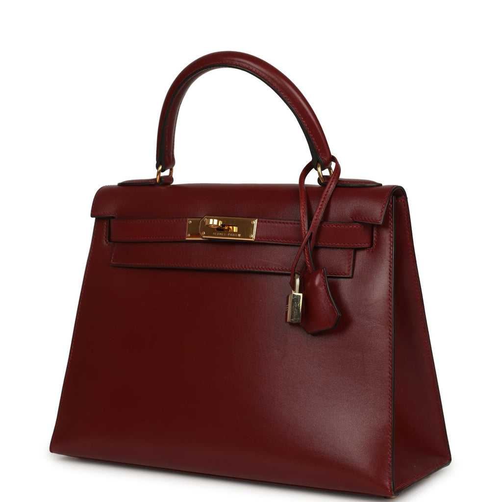 Vintage Kelly Sellier 28 Rouge H Box Gold Hardware Bag