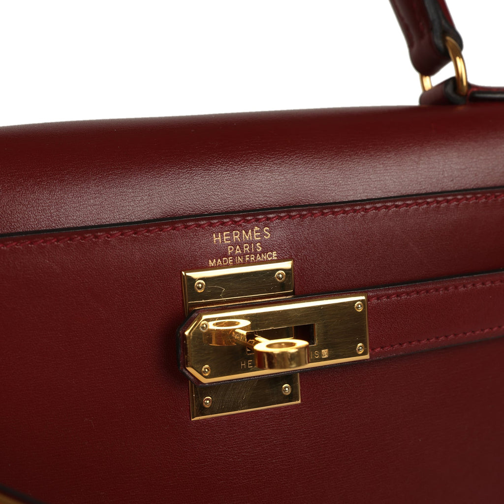 Vintage Kelly Sellier 28 Rouge H Box Gold Hardware Bag