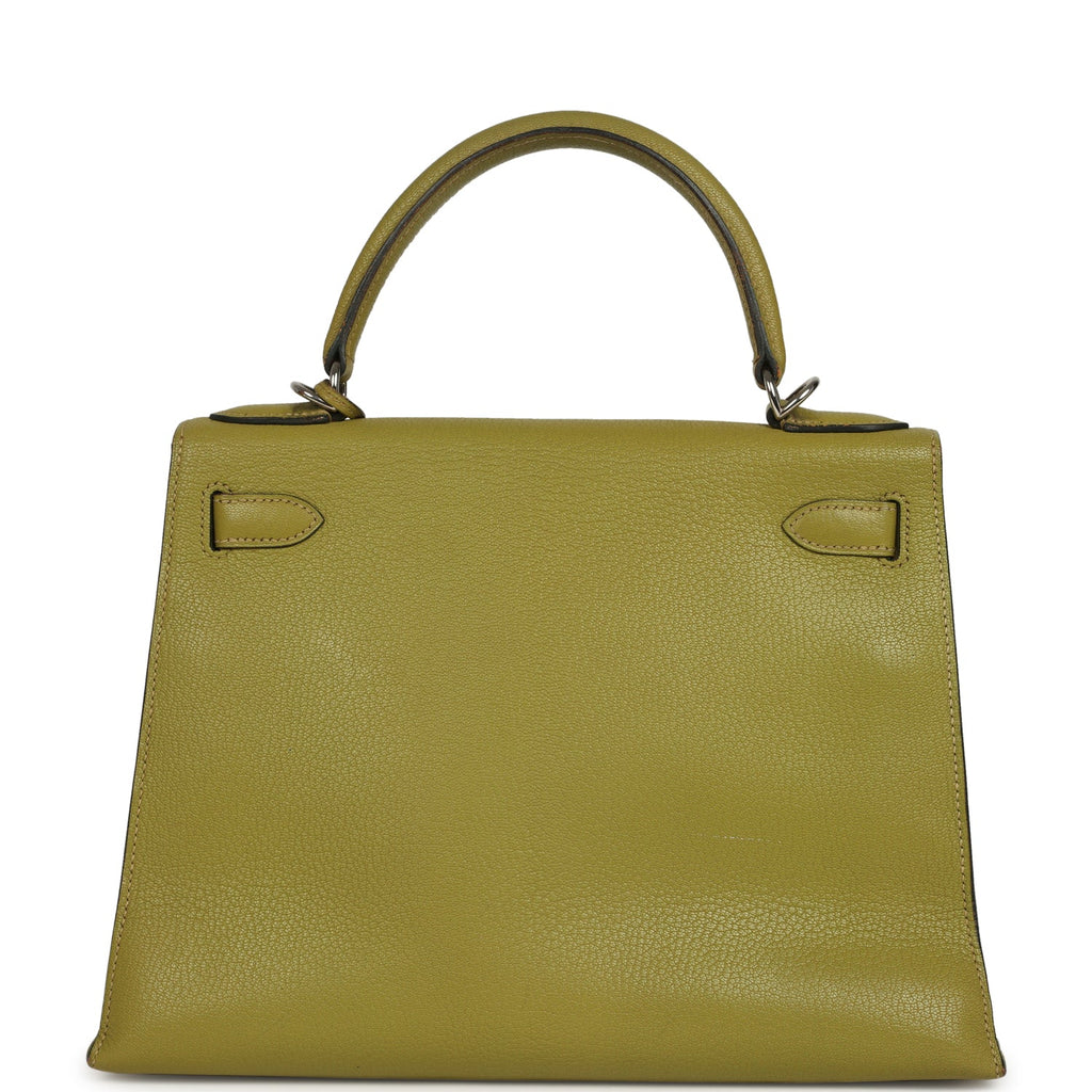 Vintage Kelly Sellier 28 Vert Chartreuse Chevre Mysore Palladium Hardware Bag