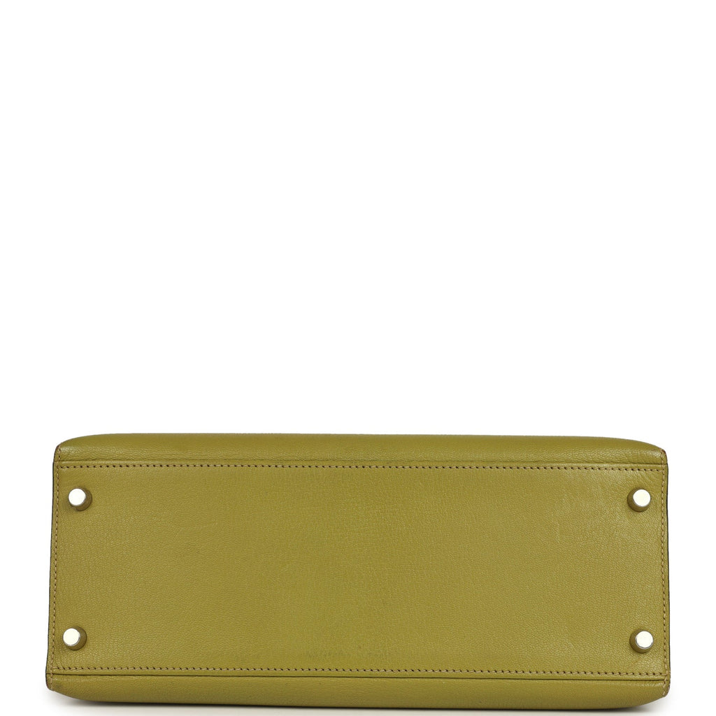 Vintage Kelly Sellier 28 Vert Chartreuse Chevre Mysore Palladium Hardware Bag