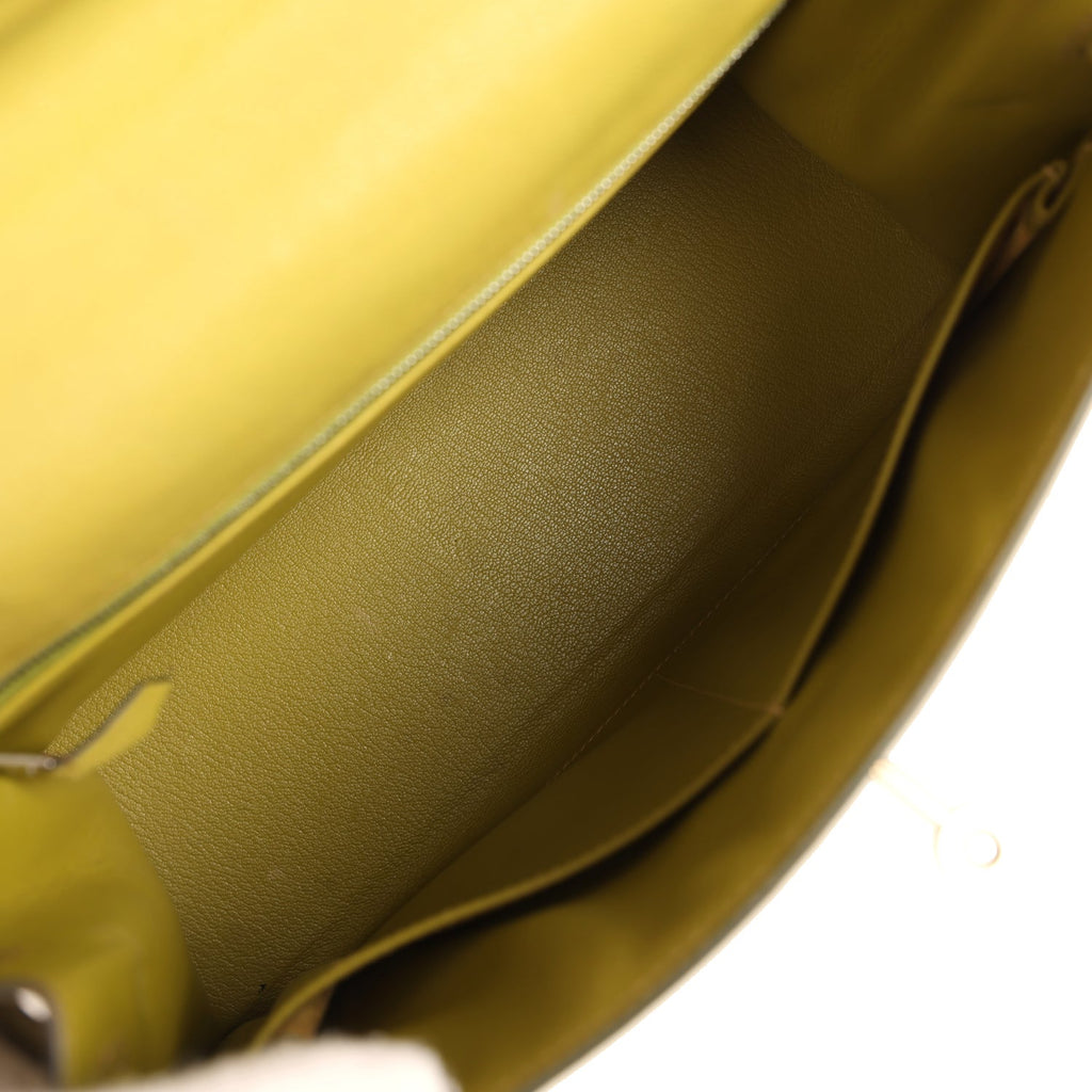Vintage Kelly Sellier 28 Vert Chartreuse Chevre Mysore Palladium Hardware Bag