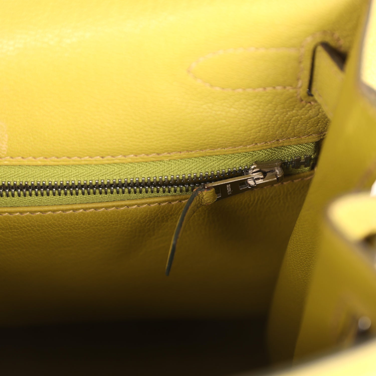 Vintage Kelly Sellier 28 Vert Chartreuse Chevre Mysore Palladium Hardware Bag