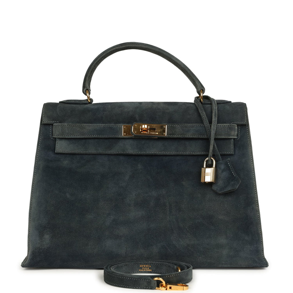 Vintage Kelly Sellier 32 Bleu Indigo Doblis Gold Hardware Bag