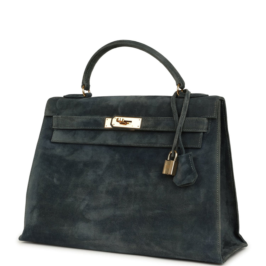 Vintage Kelly Sellier 32 Bleu Indigo Doblis Gold Hardware Bag