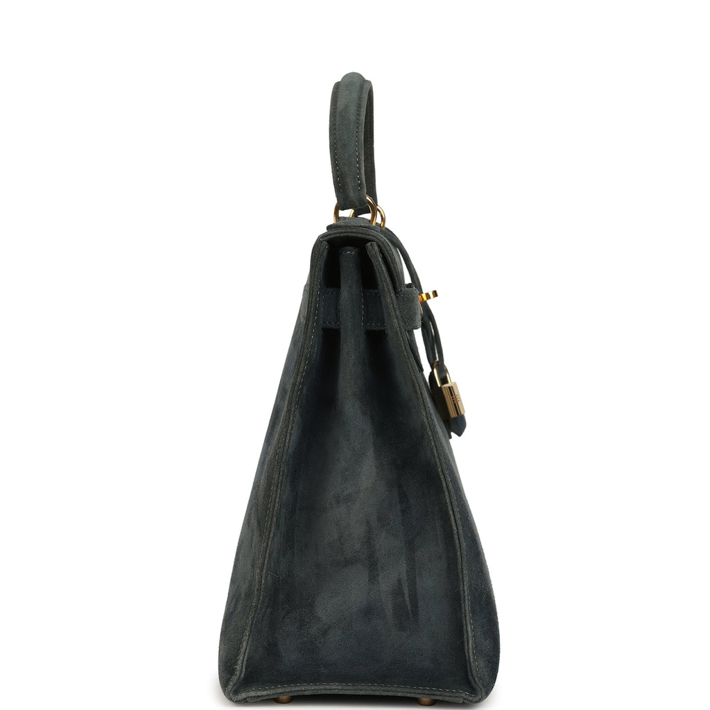Vintage Kelly Sellier 32 Bleu Indigo Doblis Gold Hardware Bag