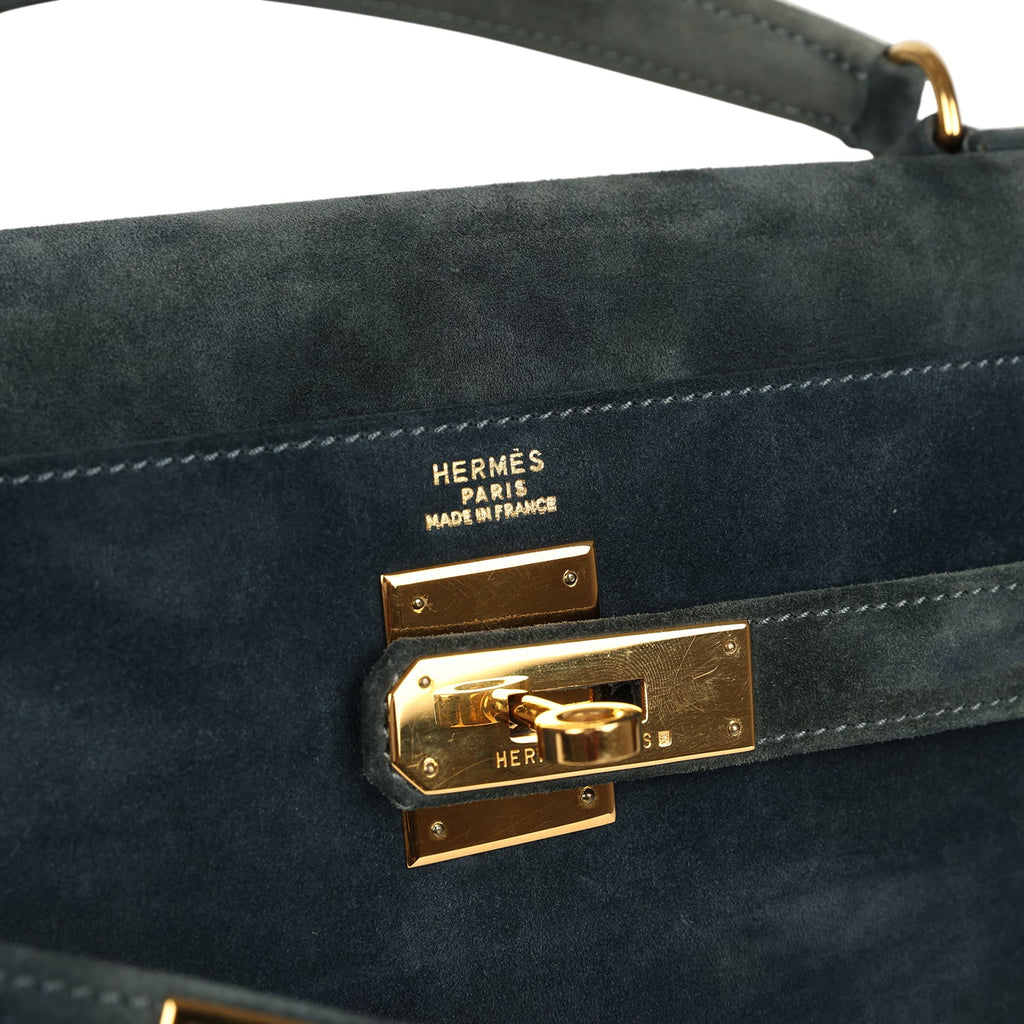 Vintage Kelly Sellier 32 Bleu Indigo Doblis Gold Hardware Bag