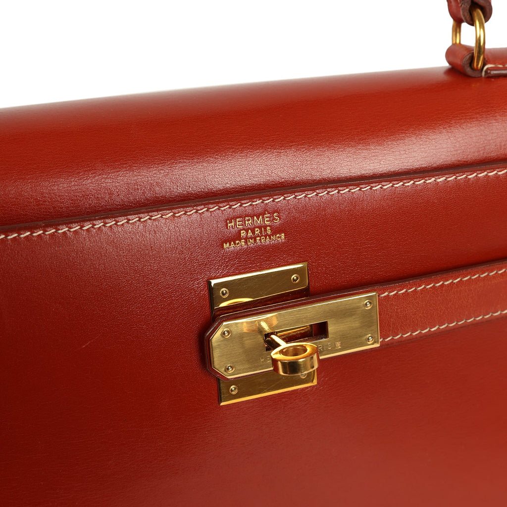 Vintage Kelly Sellier 32 Brique Box Gold Hardware Bag