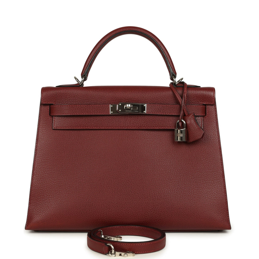 Vintage Kelly Sellier 32 Rouge H Vache Liegee Palladium Hardware Bag