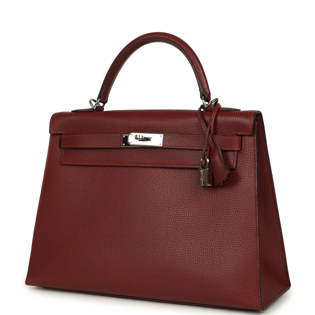 Vintage Kelly Sellier 32 Rouge H Vache Liegee Palladium Hardware Bag