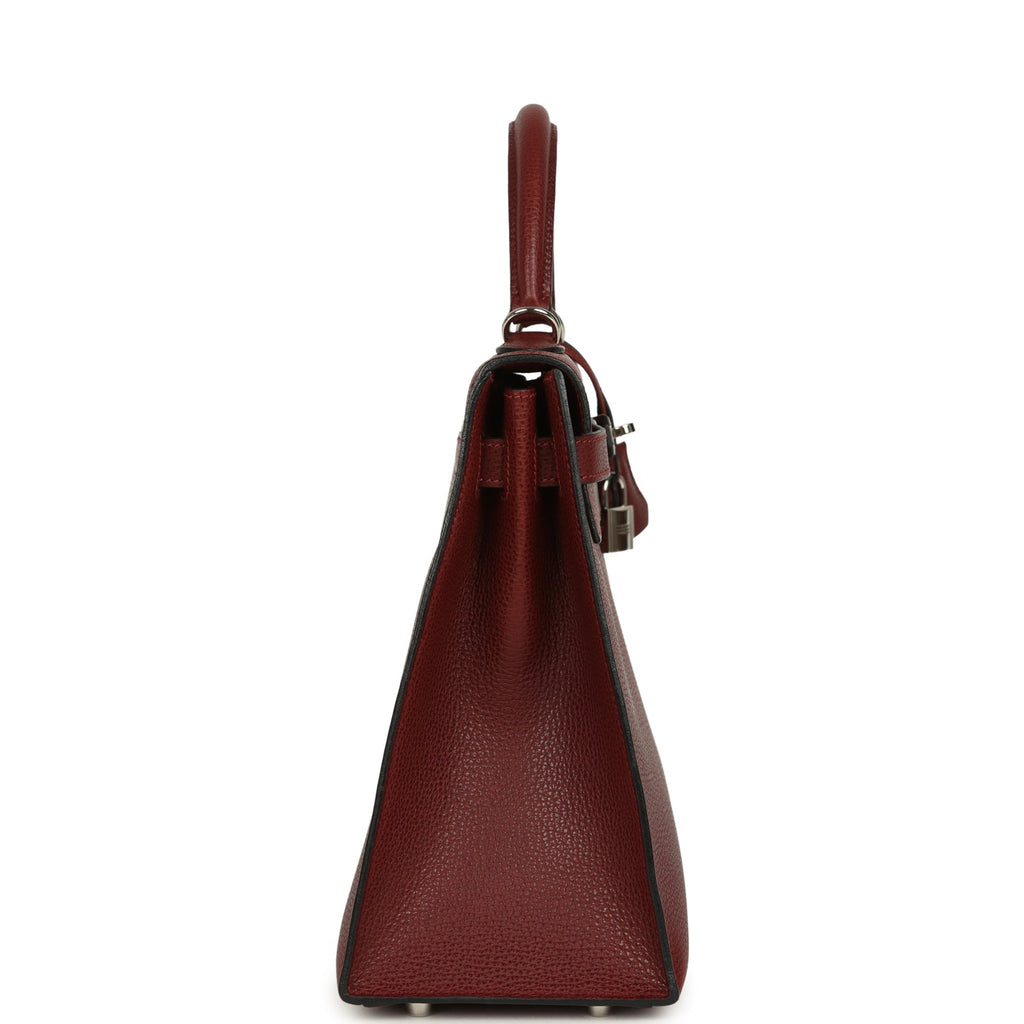 Vintage Kelly Sellier 32 Rouge H Vache Liegee Palladium Hardware Bag