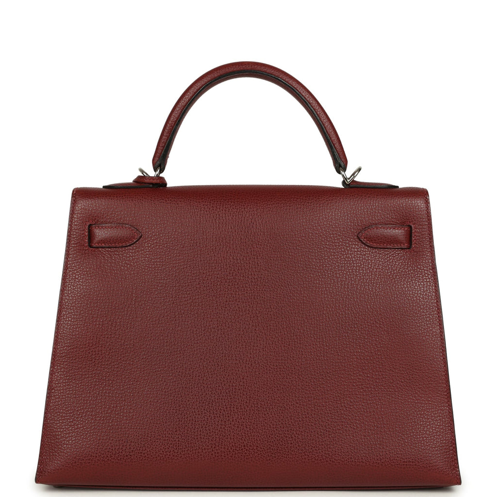 Vintage Kelly Sellier 32 Rouge H Vache Liegee Palladium Hardware Bag