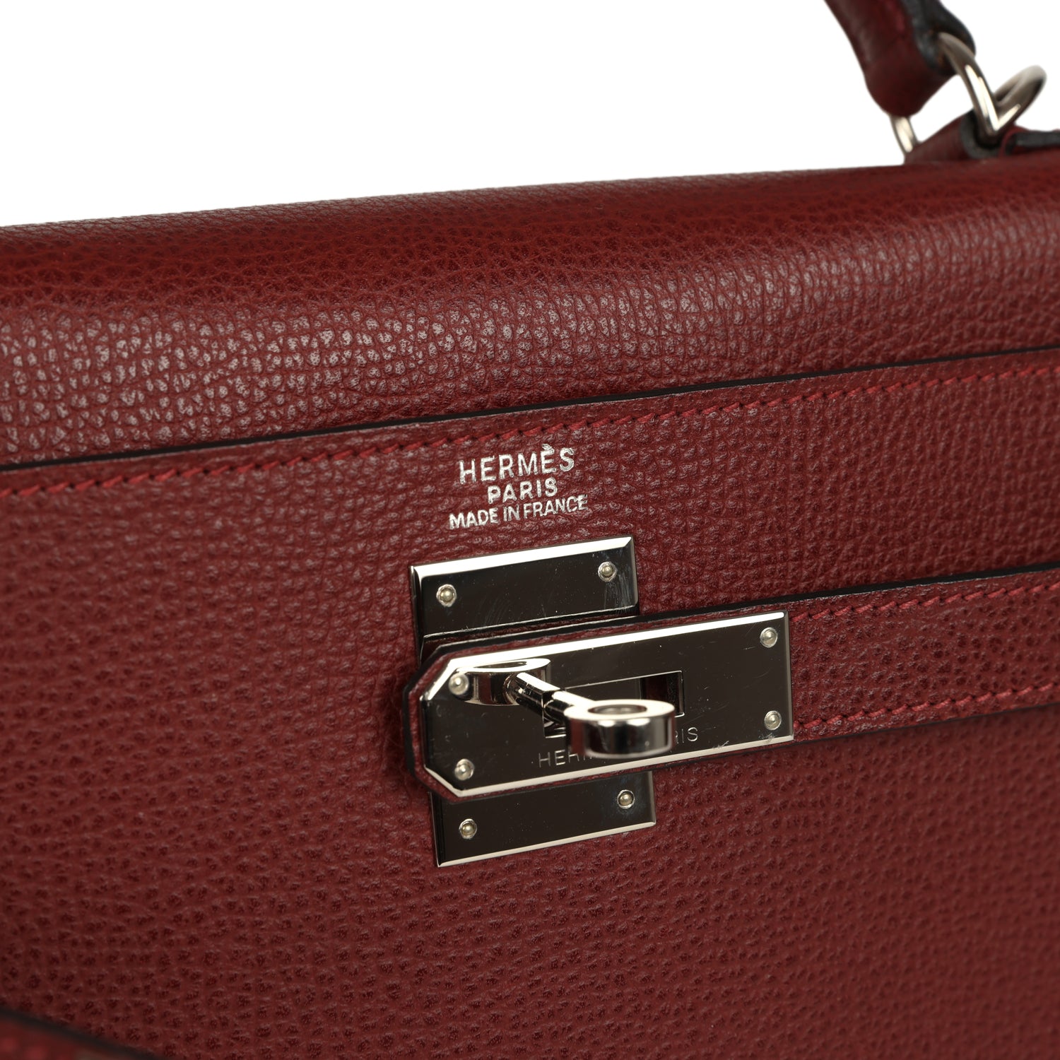 Vintage Kelly Sellier 32 Rouge H Vache Liegee Palladium Hardware Bag